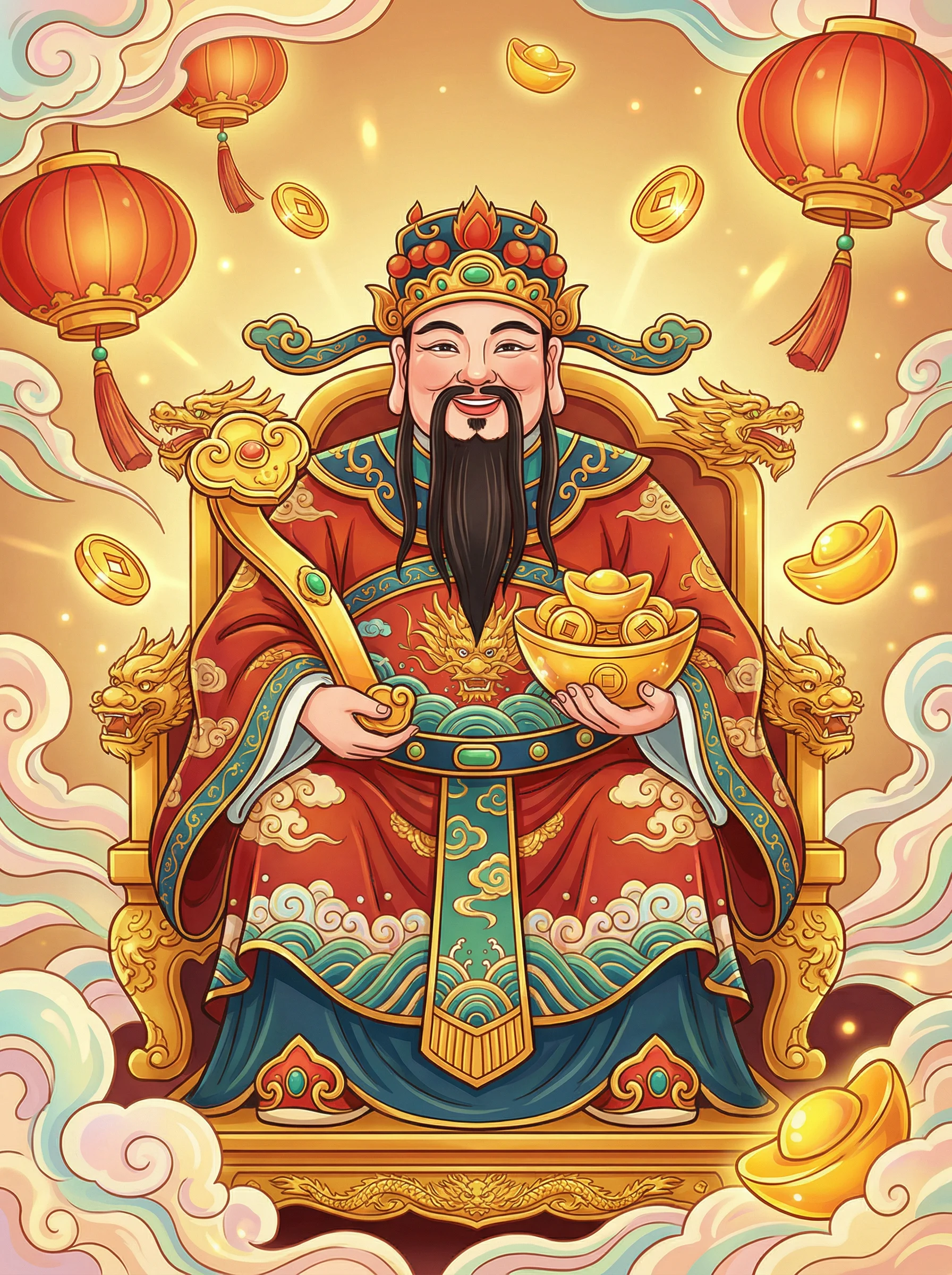 参拜五方财神